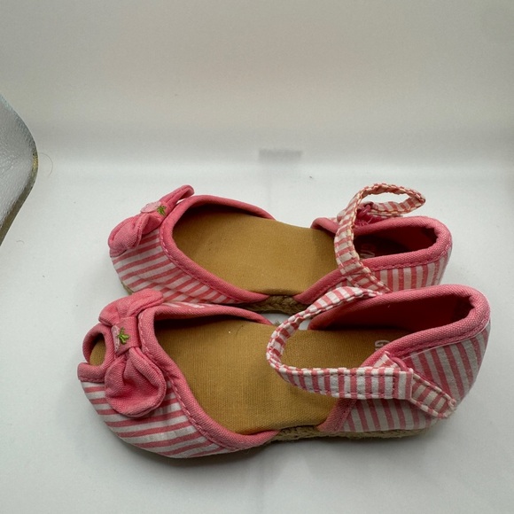 Gymboree Toddler Girl 2T Pink & White Striped Cherry Peep Toe Sandal - Picture 4 of 8